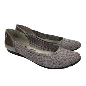 Anne Klein Sport Aonya Women's Silver Metallic Elastic Woven Ballet Flats Size 7
